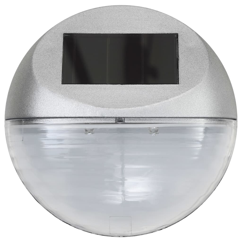 VidaXL LED-wandlampen solar rond zilver 12 st