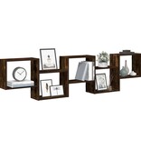 VidaXL Wandschap kubus 5 vakken bewerkt hout gerookt eikenkleurig