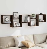 VidaXL Wandschap kubus 5 vakken bewerkt hout gerookt eikenkleurig