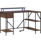VidaXL Bureau bruin eikenkleur 120 x 79 x 86.5 cm Bewerkt hout