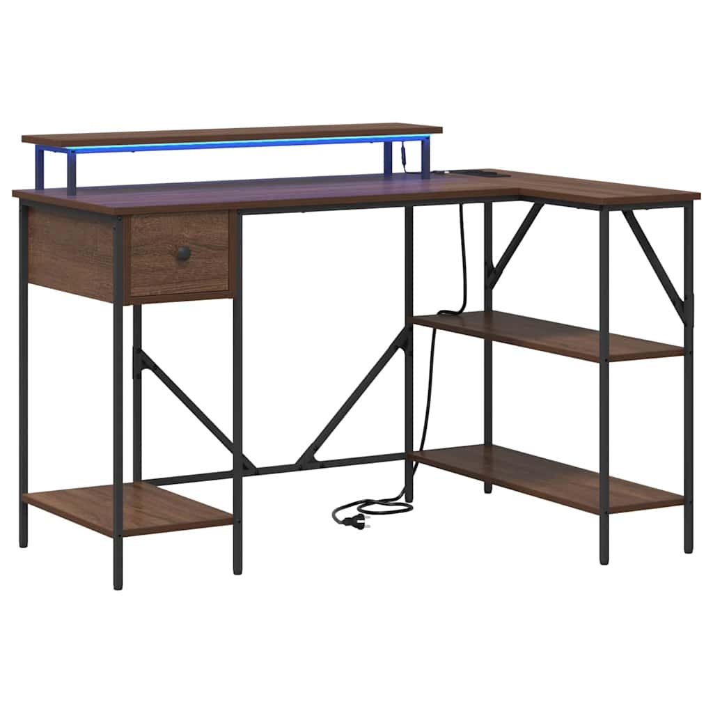 VidaXL Bureau bruin eikenkleur 120 x 79 x 86.5 cm Bewerkt hout