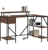 VidaXL Bureau bruin eikenkleur 120 x 79 x 86.5 cm Bewerkt hout