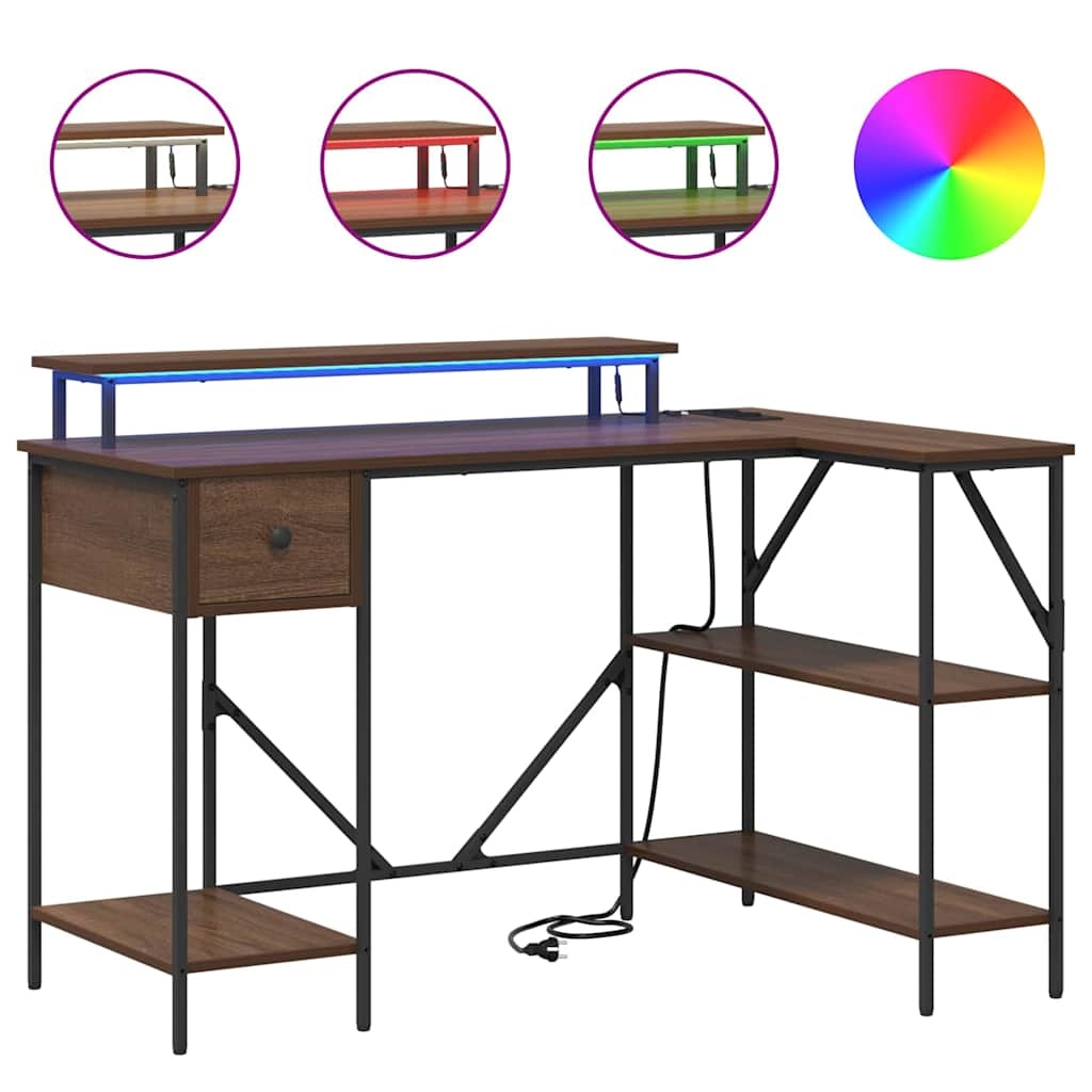 VidaXL Bureau bruin eikenkleur 120 x 79 x 86.5 cm Bewerkt hout