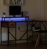 VidaXL Bureau bruin eikenkleur 120 x 79 x 86.5 cm Bewerkt hout