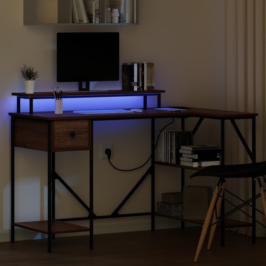 VidaXL Bureau bruin eikenkleur 120 x 79 x 86.5 cm Bewerkt hout