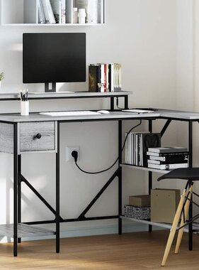 VidaXL Bureau met lade Grijs sonoma 120 x 79 x 86.5 cm Bewerkt hout
