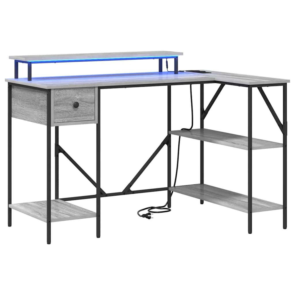 VidaXL Bureau met lade Grijs sonoma 120 x 79 x 86.5 cm Bewerkt hout