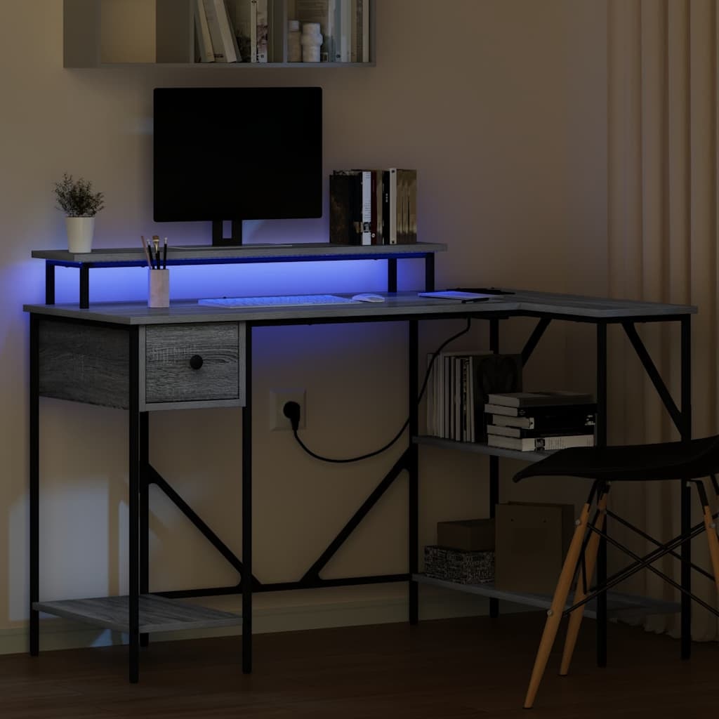 VidaXL Bureau met lade Grijs sonoma 120 x 79 x 86.5 cm Bewerkt hout