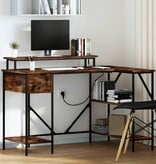 VidaXL Bureau met lade Gerookt eiken 120 x 79 x 86.5 cm Bewerkt hout