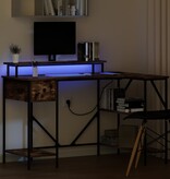 VidaXL Bureau met lade Gerookt eiken 120 x 79 x 86.5 cm Bewerkt hout