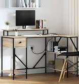 VidaXL Bureau met lade Sonoma eiken 120 x 79 x 86.5 cm Bewerkt hout