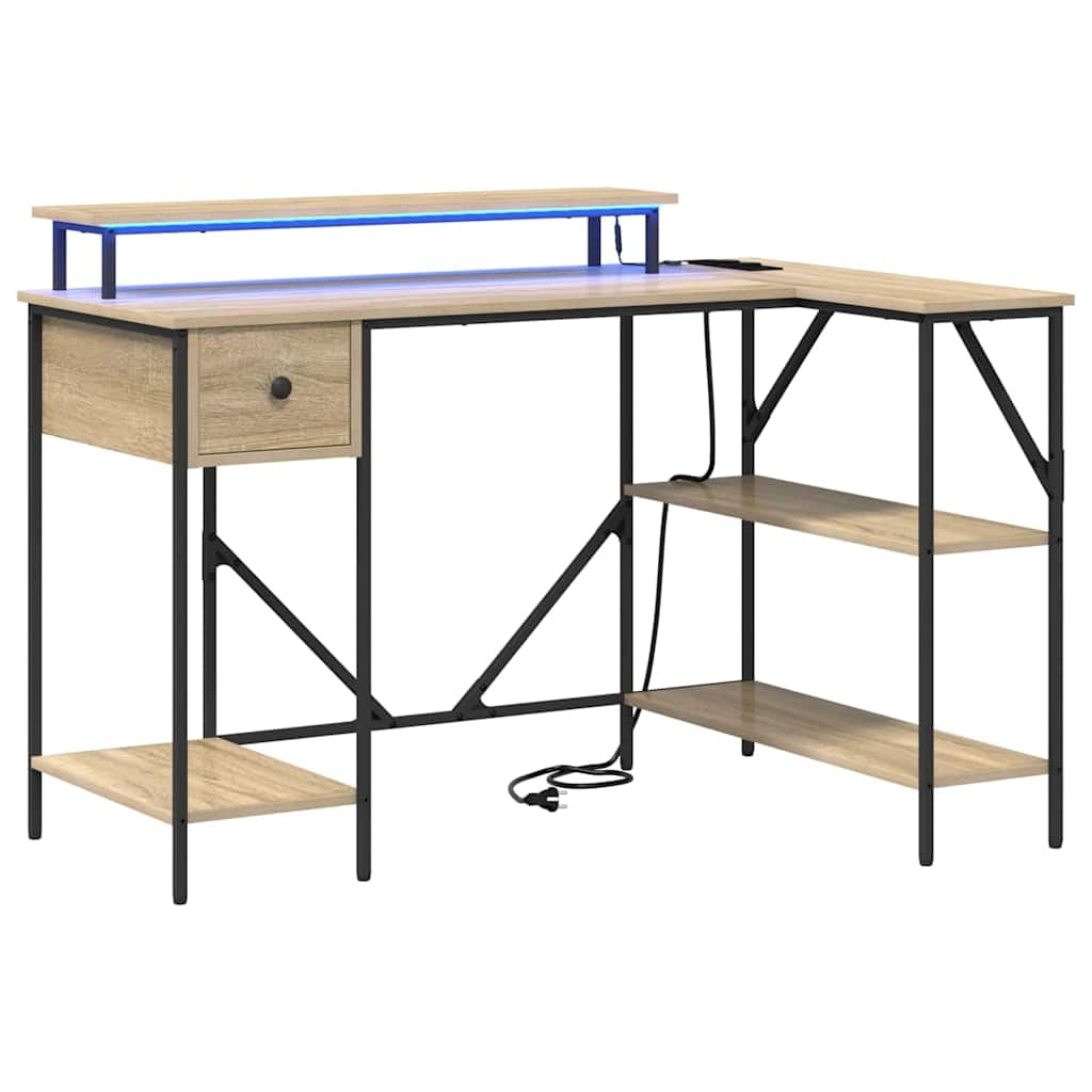 VidaXL Bureau met lade Sonoma eiken 120 x 79 x 86.5 cm Bewerkt hout
