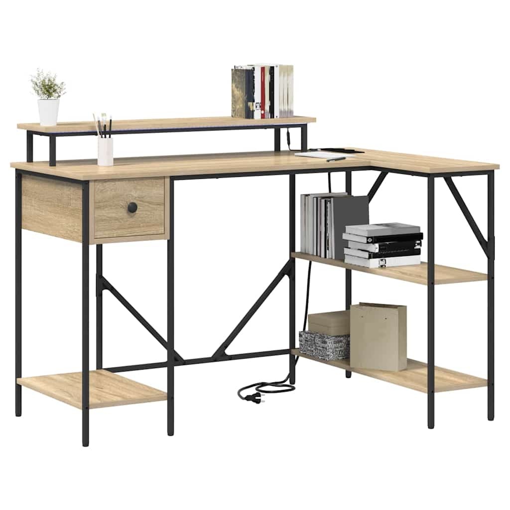 VidaXL Bureau met lade Sonoma eiken 120 x 79 x 86.5 cm Bewerkt hout