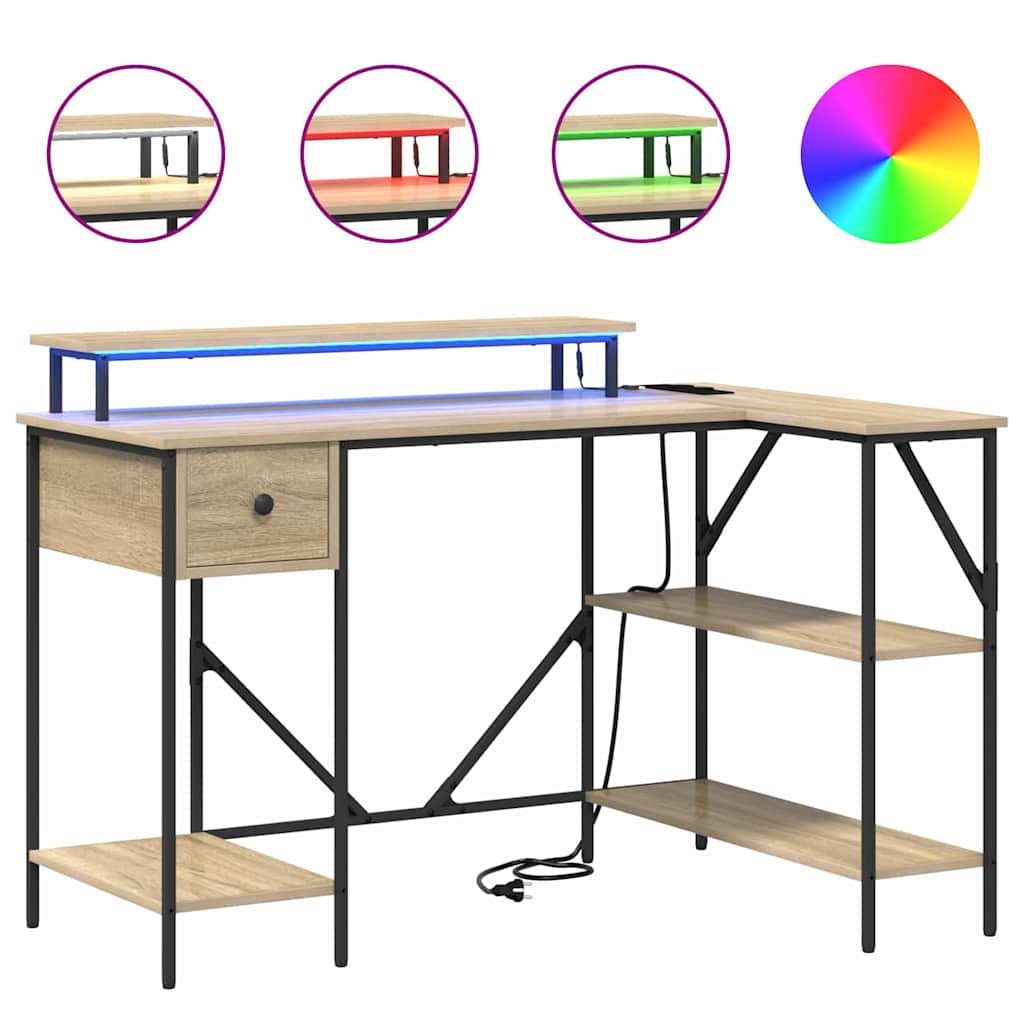 VidaXL Bureau met lade Sonoma eiken 120 x 79 x 86.5 cm Bewerkt hout