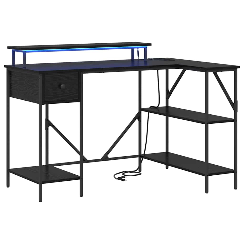 VidaXL Bureau met lade Zwart eiken 120 x 79 x 86.5 cm Bewerkt hout