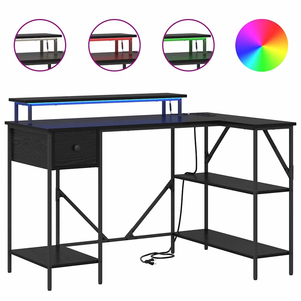 VidaXL Bureau met lade Zwart eiken 120 x 79 x 86.5 cm Bewerkt hout