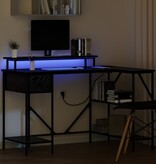 VidaXL Bureau met lade Zwart eiken 120 x 79 x 86.5 cm Bewerkt hout