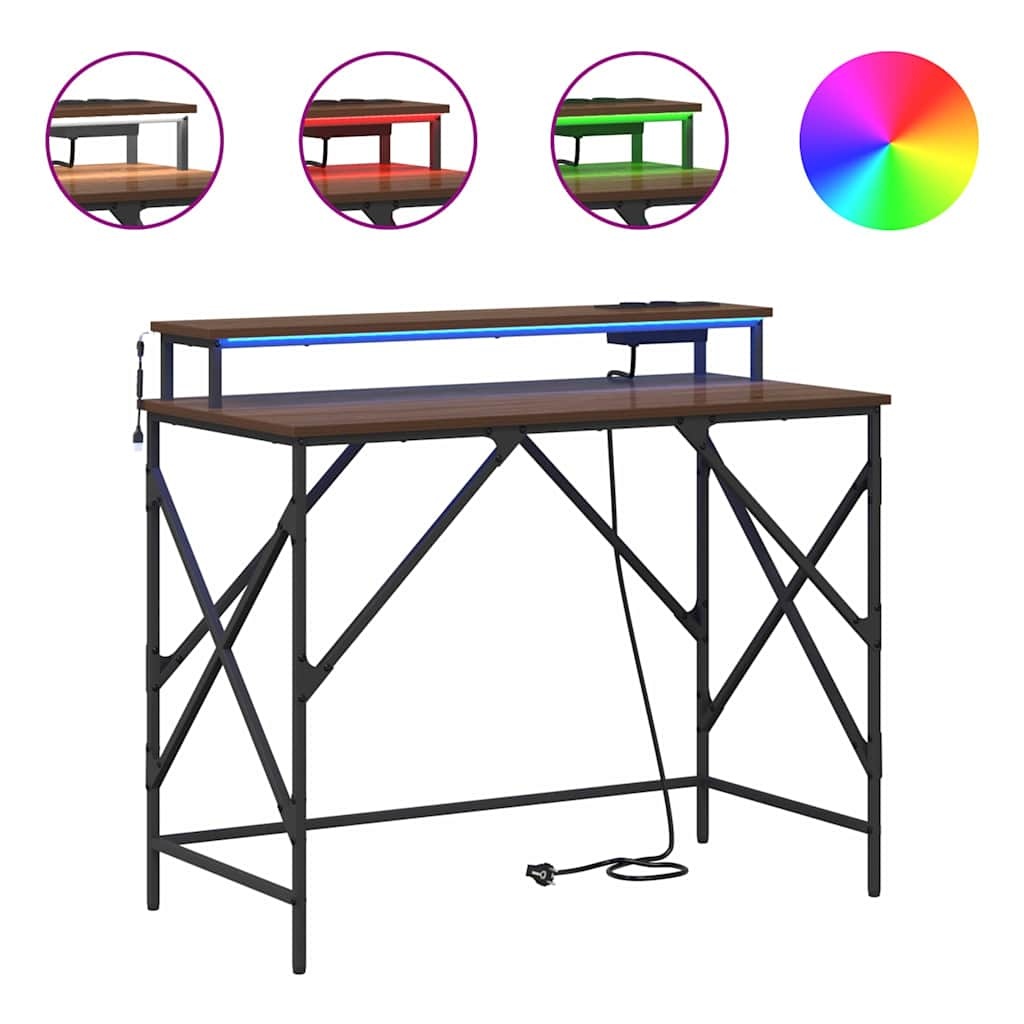 VidaXL Bureau bruin eikenkleur 100 x 50 x 86.5 cm Bewerkt hout