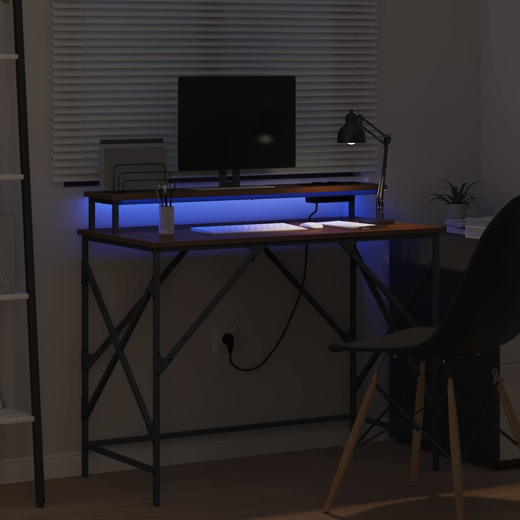 VidaXL Bureau bruin eikenkleur 100 x 50 x 86.5 cm Bewerkt hout