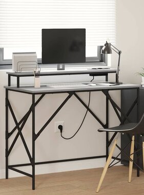 VidaXL Bureau met plank Grijs sonoma 100 x 50 x 86.5 cm Bewerkt hout