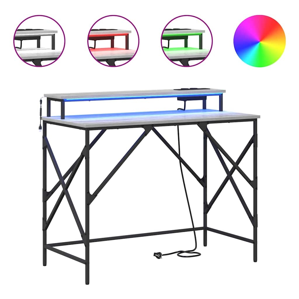VidaXL Bureau met plank Grijs sonoma 100 x 50 x 86.5 cm Bewerkt hout