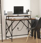 VidaXL Bureau met plank Gerookt eiken 100 x 50 x 86.5 cm Bewerkt hout