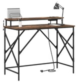 VidaXL Bureau met plank Gerookt eiken 100 x 50 x 86.5 cm Bewerkt hout