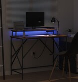 VidaXL Bureau met plank Gerookt eiken 100 x 50 x 86.5 cm Bewerkt hout