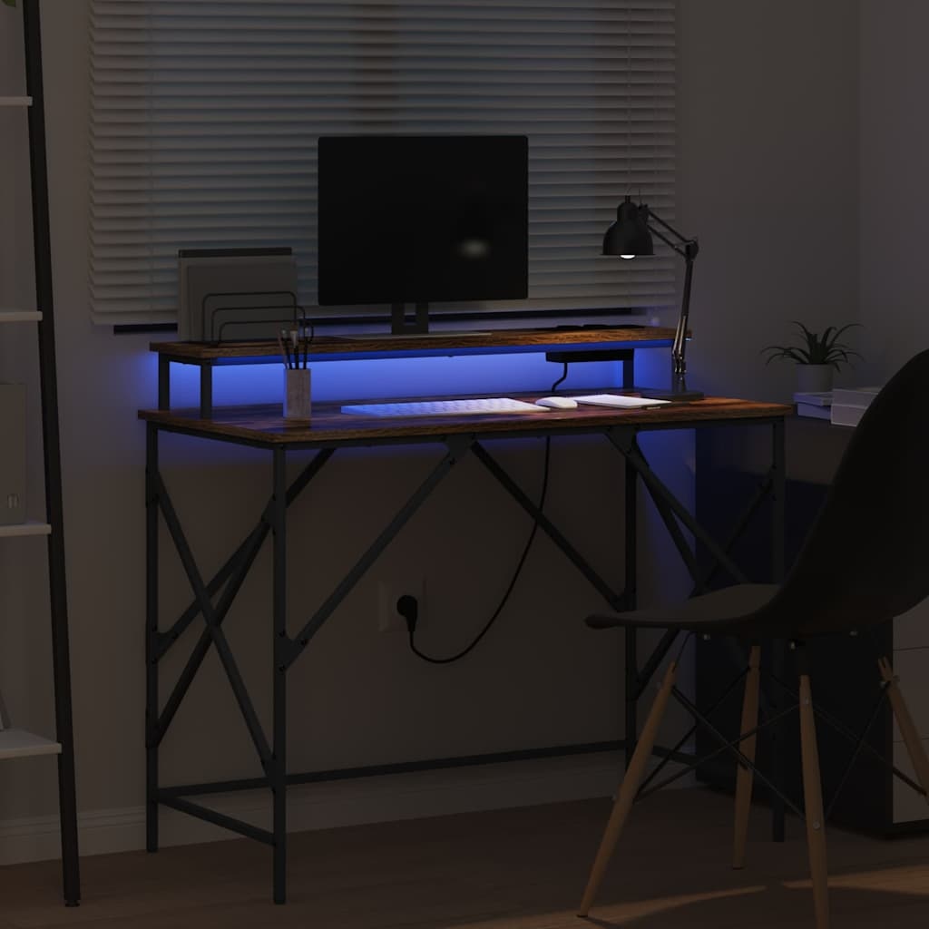 VidaXL Bureau met plank Gerookt eiken 100 x 50 x 86.5 cm Bewerkt hout