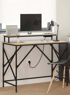 VidaXL Bureau met plank Sonoma eiken 100 x 50 x 86.5 cm Bewerkt hout