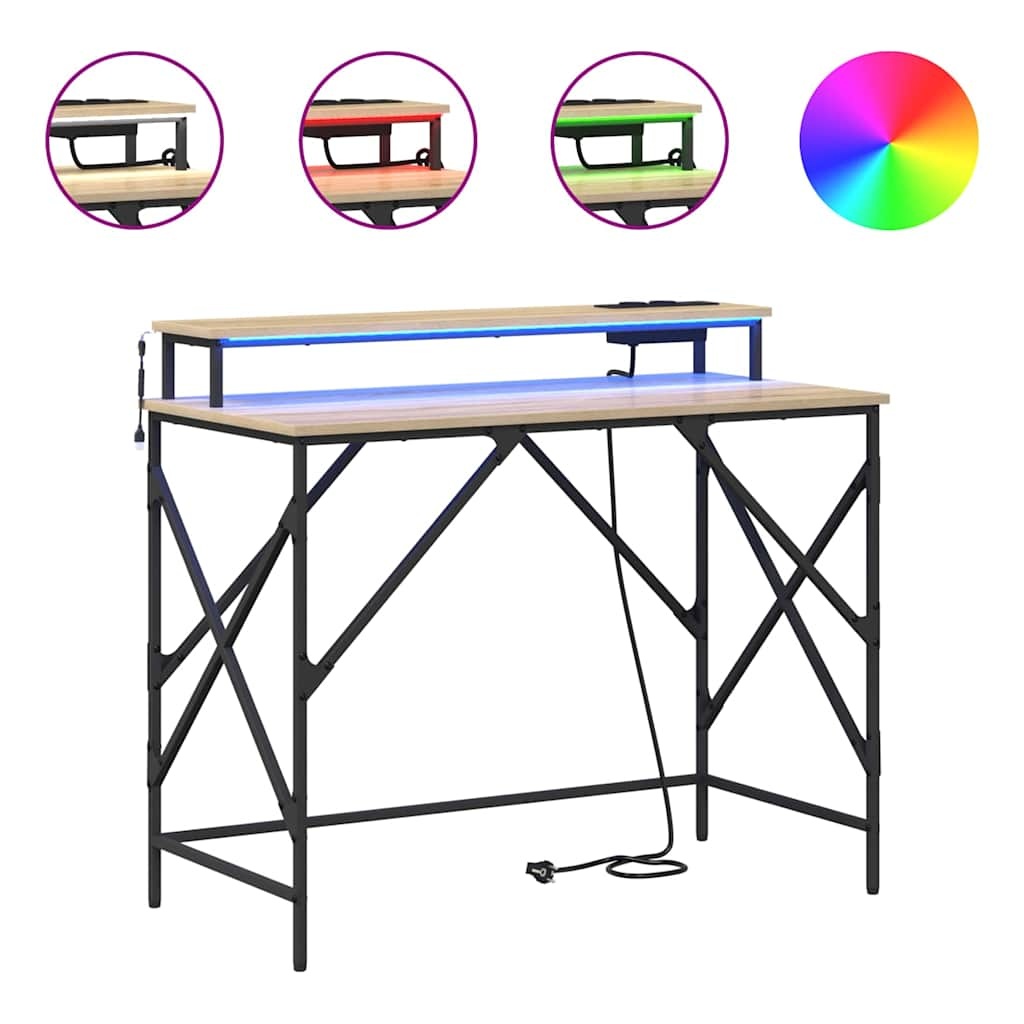 VidaXL Bureau met plank Sonoma eiken 100 x 50 x 86.5 cm Bewerkt hout