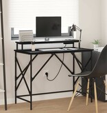 VidaXL Bureau met plank Zwart eiken 100 x 50 x 86.5 cm Bewerkt hout