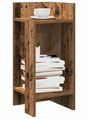 VidaXL Bijzettafeltje met plank 25,5x27x60 cm oud houtkleurig