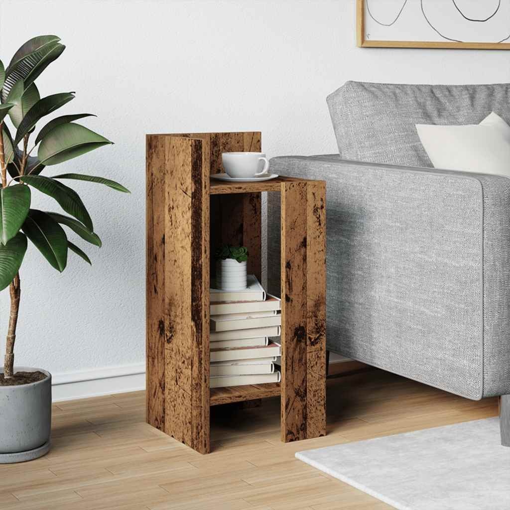 VidaXL Bijzettafeltje met plank 25,5x27x60 cm oud houtkleurig