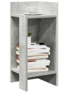 VidaXL Bijzettafeltje met plank 25,5x27x60 cm betongrijs