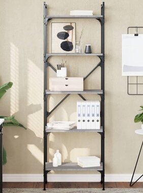 VidaXL Boekenkast 5-laags 56x31,5x174 cm bewerkt hout grijs sonoma