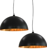 VidaXL Plafondlampen 2 st halfrond E27 50 cm zwart en goudkleurig