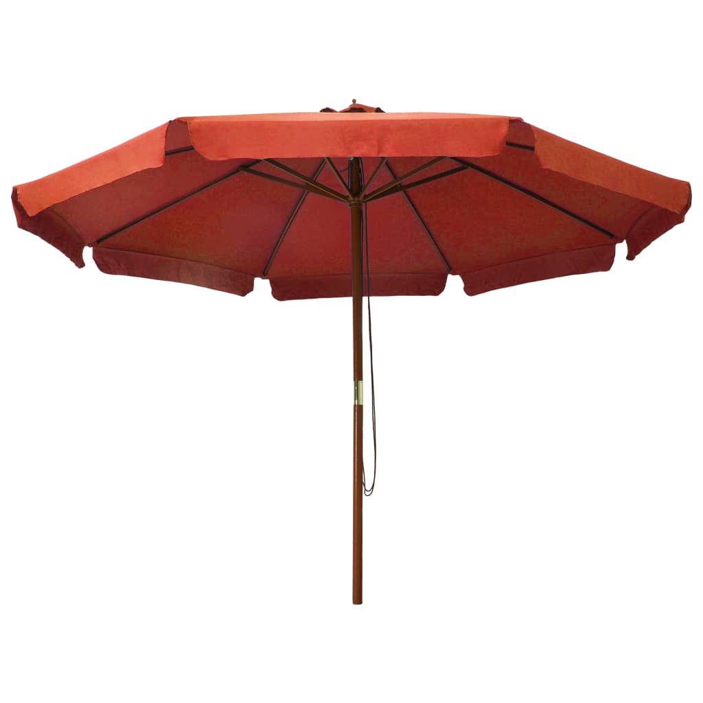 VidaXL Parasol met houten paal 330 cm terracottakleurig