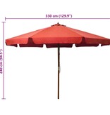 VidaXL Parasol met houten paal 330 cm terracottakleurig