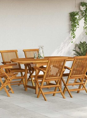 VidaXL 7-delige Tuinset massief teakhout