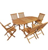 VidaXL 7-delige Tuinset massief teakhout