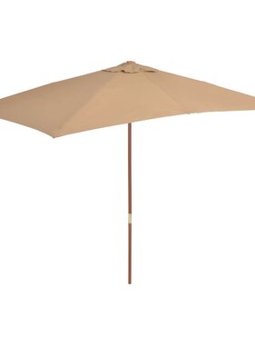 VidaXL Parasol met houten paal 200x300 cm taupe