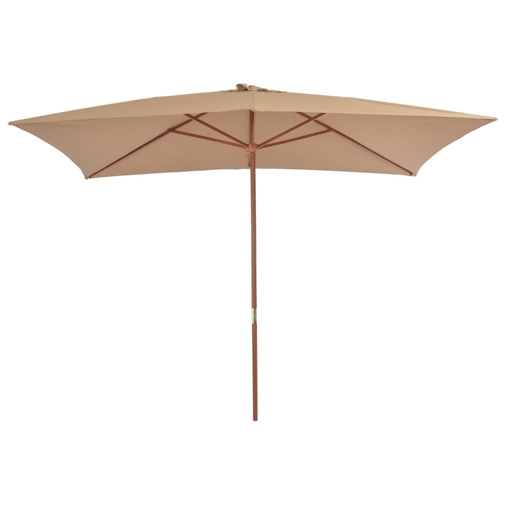 VidaXL Parasol met houten paal 200x300 cm taupe