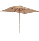 VidaXL Parasol met houten paal 200x300 cm taupe