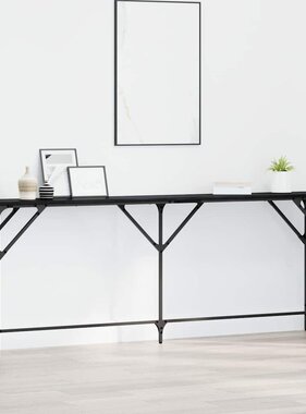VidaXL Wandtafel Zwart eiken 200 x 29 x 75 cm Gelaagd hout en metaal