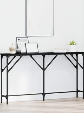 VidaXL Wandtafel Zwart eiken 140 x 23 x 75 cm Gelaagd hout en metaal