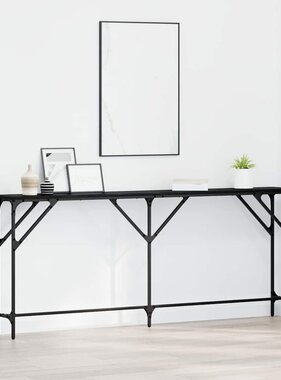 VidaXL Wandtafel Zwart eiken 180 x 23 x 75 cm Gelaagd hout en metaal