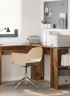 VidaXL Hoekbureau met opslageenheid Oud hout 140 x 113.5 x 75 cm