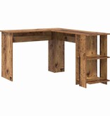 VidaXL Hoekbureau met opslageenheid Oud hout 140 x 113.5 x 75 cm