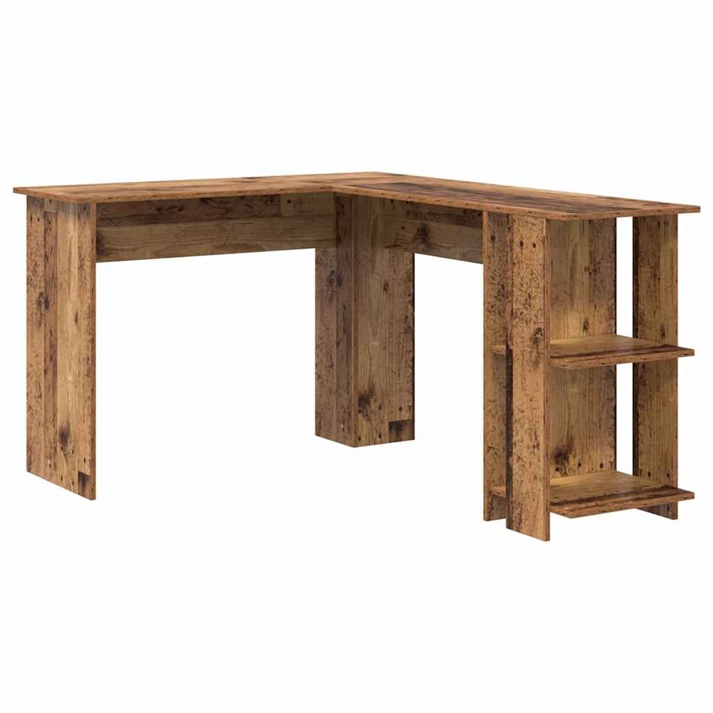 VidaXL Hoekbureau met opslageenheid Oud hout 140 x 113.5 x 75 cm